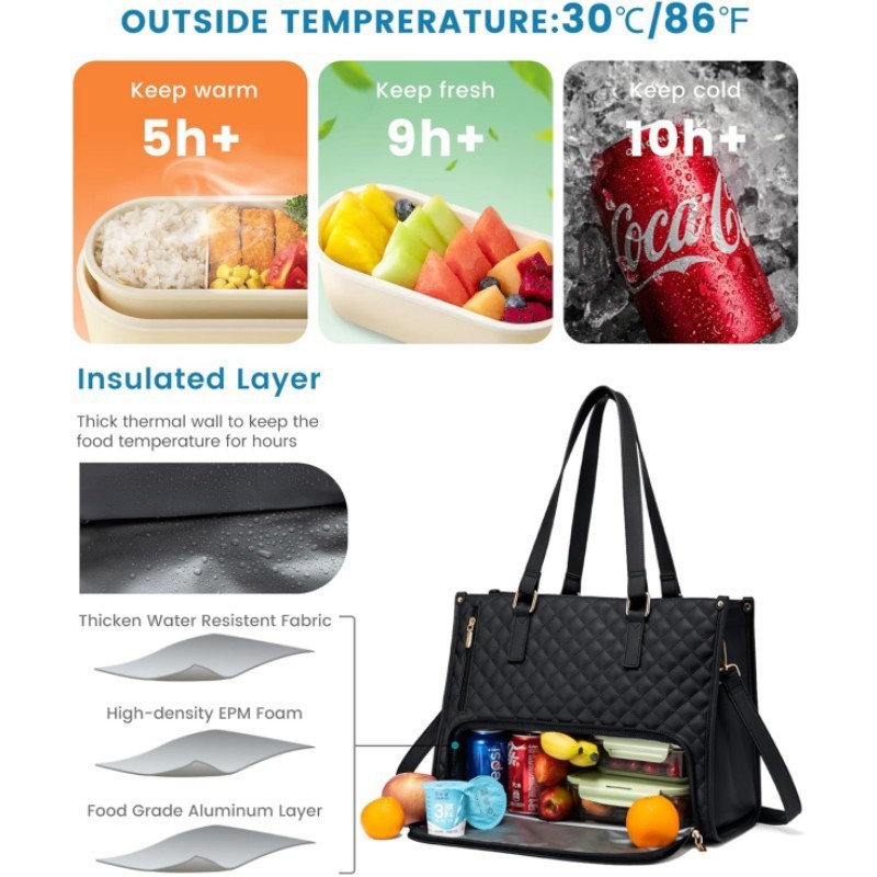 Spot nuevo producto 2 en 1 bolso bolso de almuerzo bolso de combinación bolso de mano grande bolso de computadora diagonal de almuerzo de aislamiento para mujer