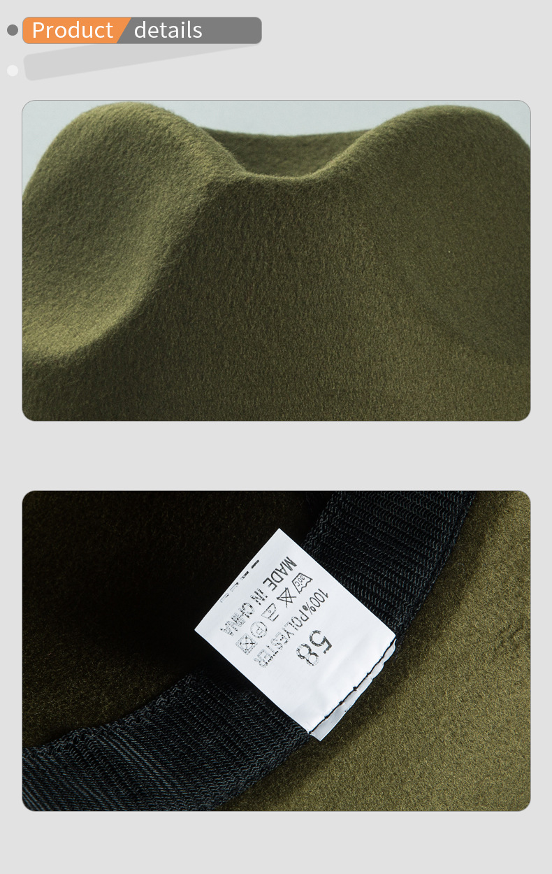 3780g Weight Fedora Hat Hats Type Outdoor Occasion Woolen Material Solid Color Pattern Autumn&Winter Season Unisex Gender Basic Style Army Green, Royal Blue, Navy Blue, Grey, Red, Wine Red, Camel, Black Color Big Eaves Rim Exclusive For Cross-border British Retro Woolen Hat Men 's And Women 's Hats  Light Board Felt Cap Simple Big Brim Fedora Hat Tide 2