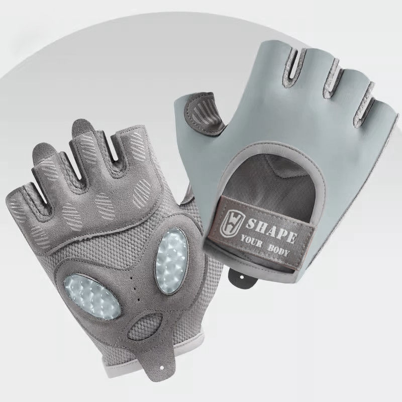 Guantes de gimnasio antideslizante para mujeres entrenamiento deportivo yoga medio dedo delgado silicona respirable amortiguador resistente al desgaste