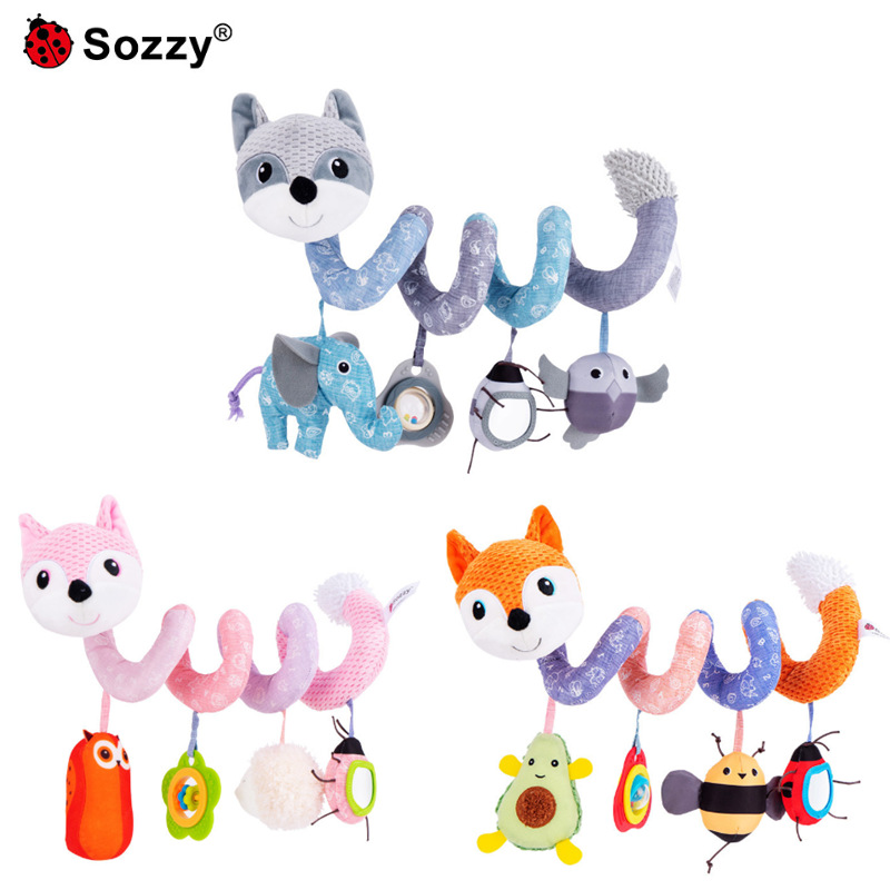 Cama de carro de bebé sozzy que cuelga Fox animal cama bobinado bebé música sonajero juguete calmante muñeca cama bobinado
