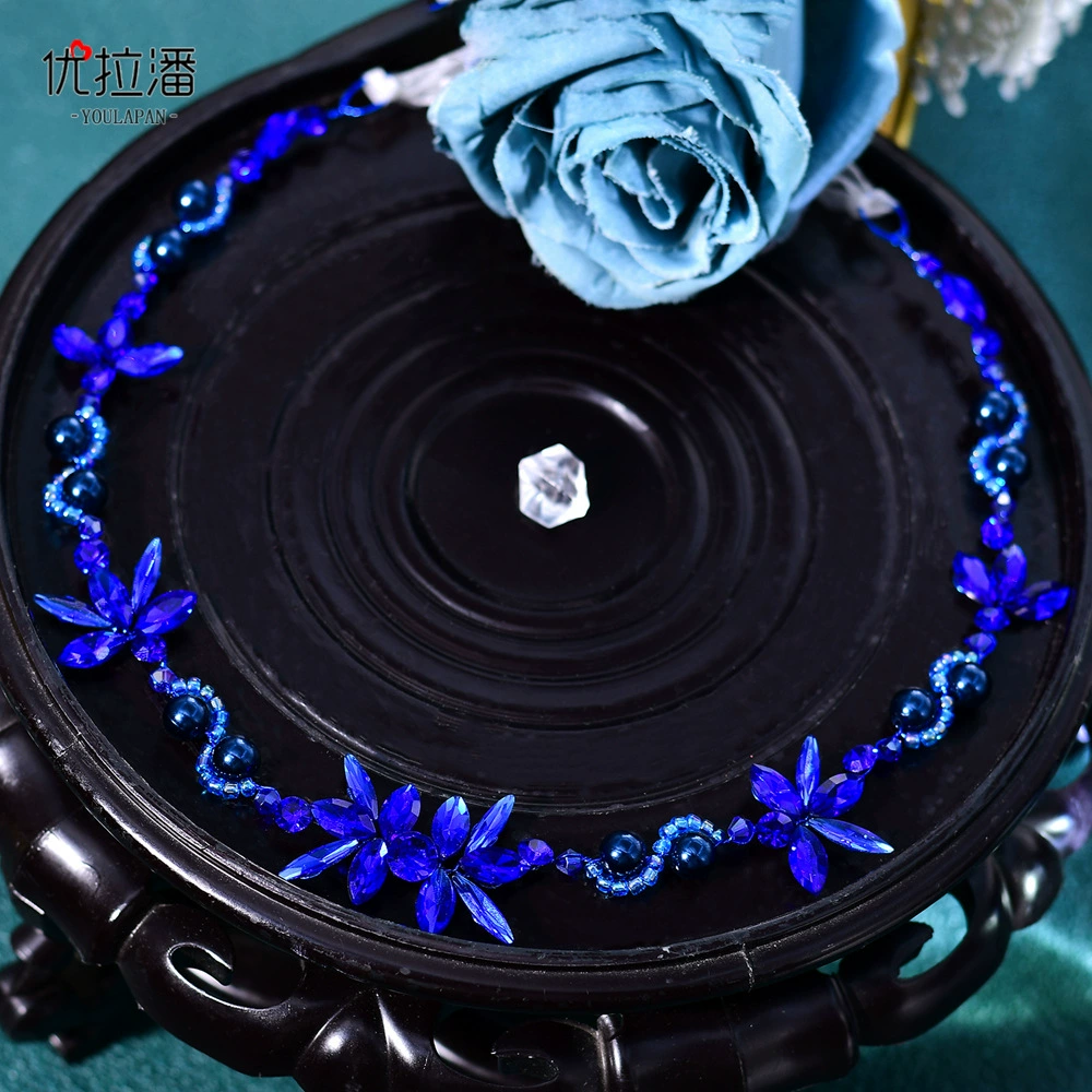 Sophisticated hair accessory for bride, blue headband, small princess costume pearl, HP132, Lolita style