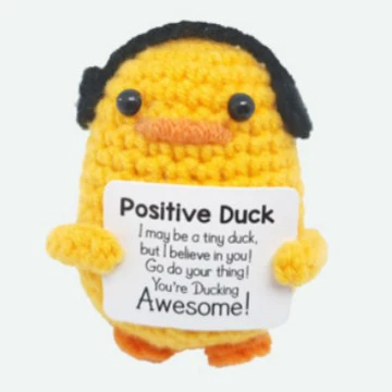 Black headphones, cards, duck