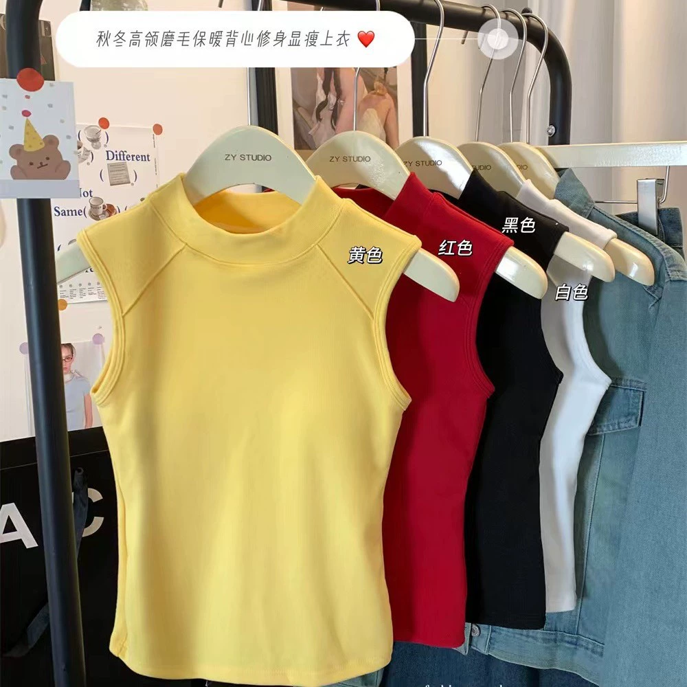 Осенний и зимний высокий воротник чистый цвет с нагрудным ковриком