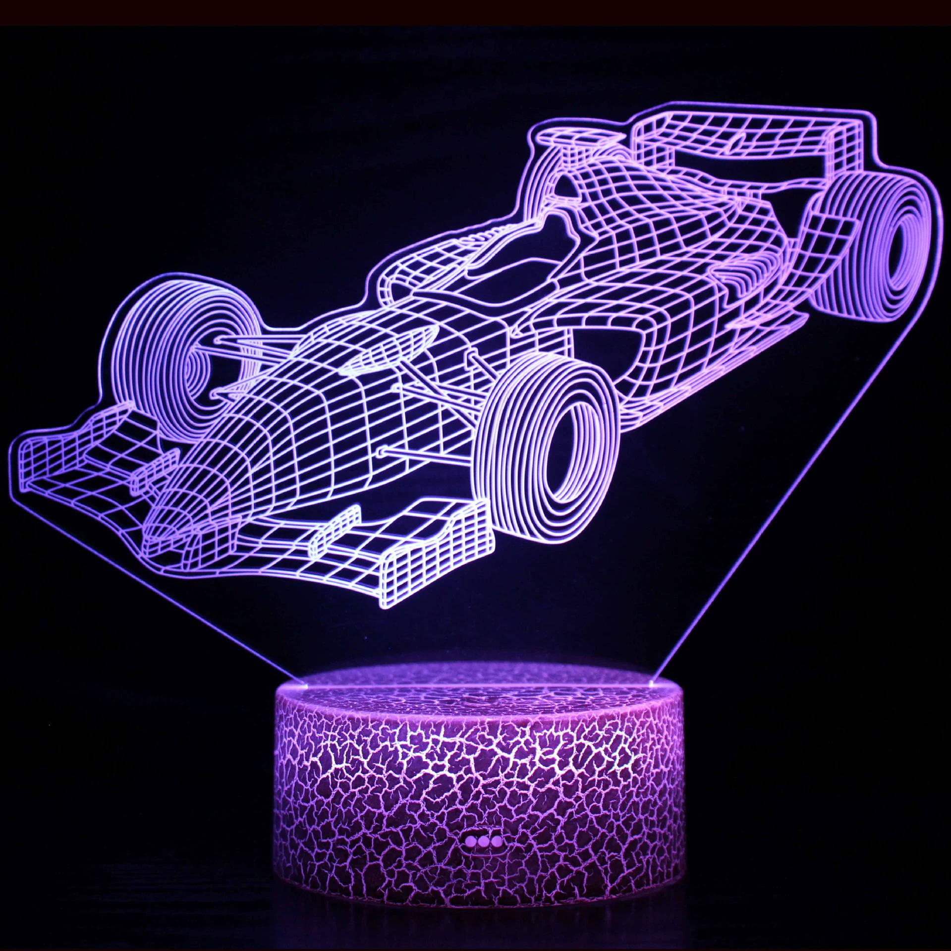 Светодиодная ночная подушка для гонок 3D с проектором, пульт ДУ, акриловая пластина 4 мм, 16 цветов