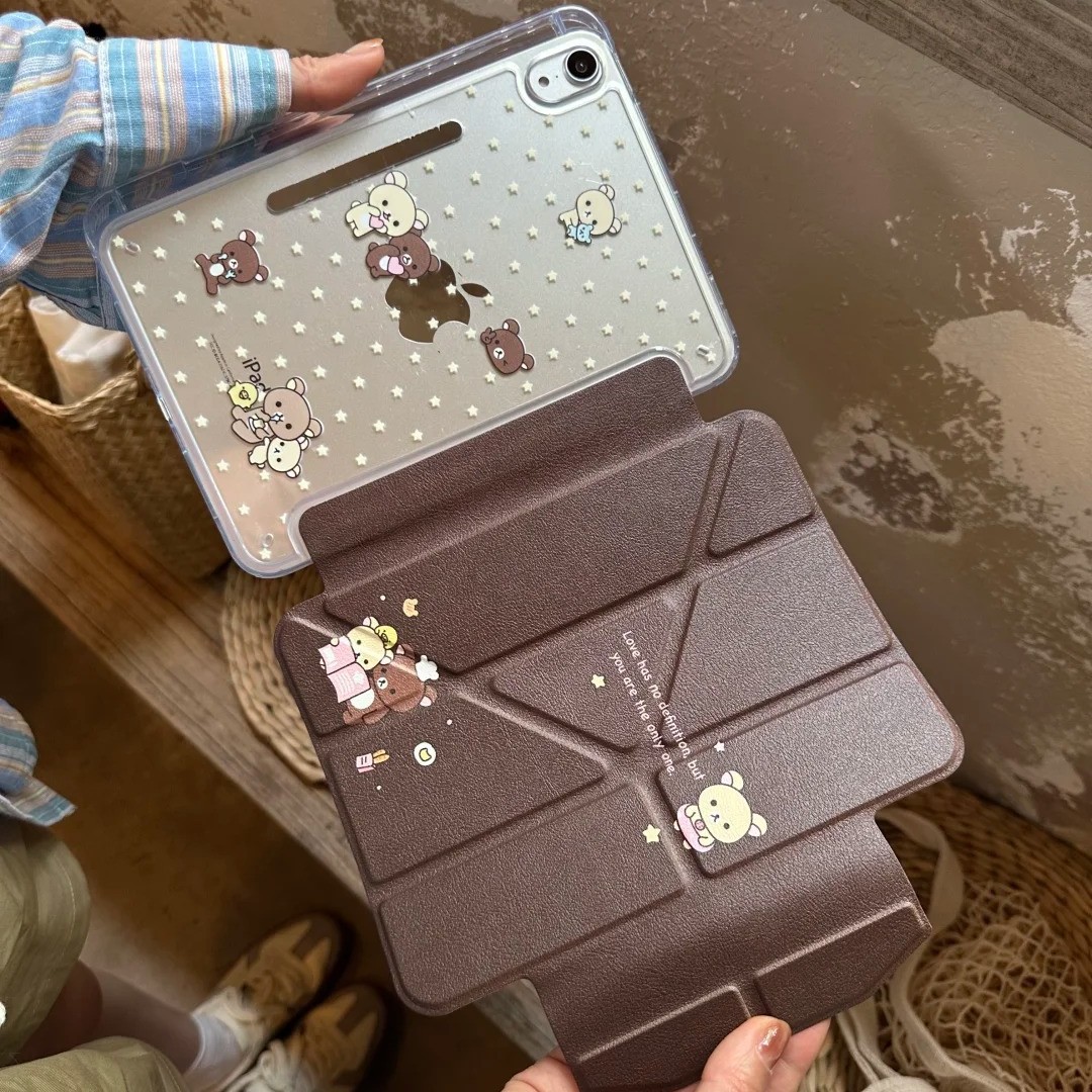 Korean Rilakkuma Suitable for Apple iPad Tablet Protective Cover Pro/Air Buckle Edge Sticker Mini7 Cute 10Th Generation