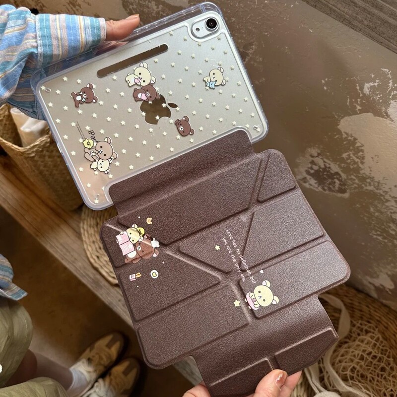 Korean Rilakkuma Suitable for Apple iPad Tablet Protective Cover Pro/Air Buckle Edge Sticker Mini7 Cute 10Th Generation