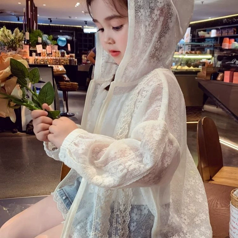 Солнцезащитная одежда для девочек, тонкий новый продукт, лето 2025, популярный стиль, детская верхняя одежда, топ на молнии с капюшоном в китайском стиле выглядит хорошо