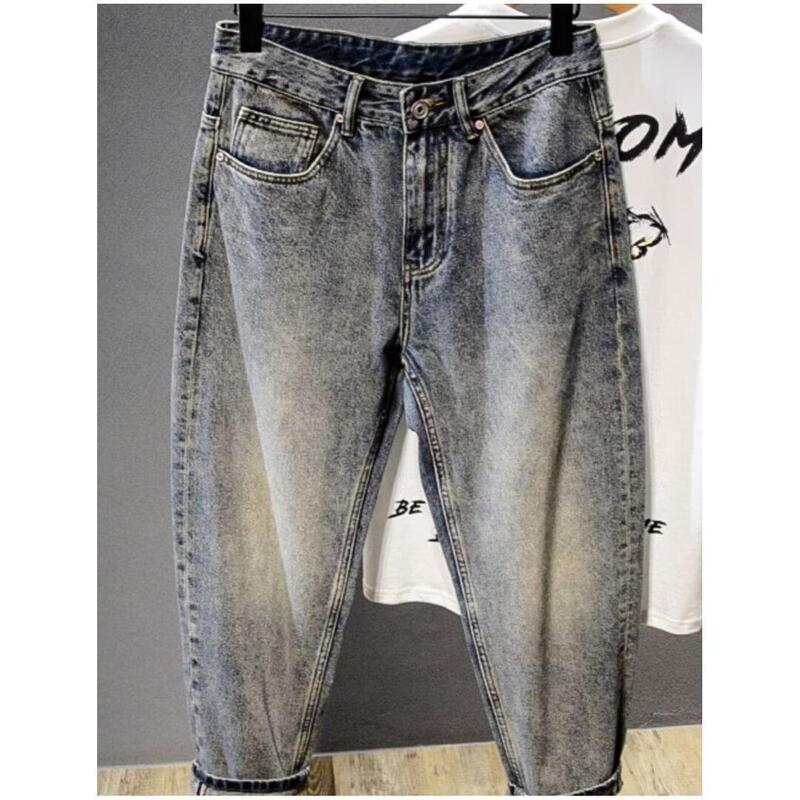 Chubby Men's Ankle-length Pants High-end Harlan Turnip Daddy Casual Jeans Men's and Women's Tapered All-match Thick Legs Slim Look Chubby Men's Ankle-length Pants High-end Harlan Turnip Daddy Casual Jeans Men's and Women's Tapered All-match Thick Legs Slim Look