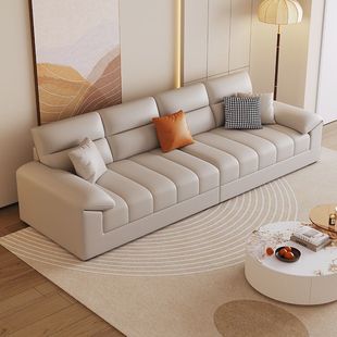 New Cream Light Luxury Cat Claw Leather Sofa Living Room Small Apartment Home Bedroom Leather Sofa Straight Row Luxury Sofa