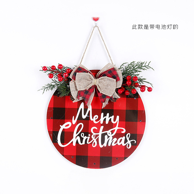 Nueva Navidad pieza colgante de madera Navidad pared ventana decoración colgante arco redondo puerta placa adornos