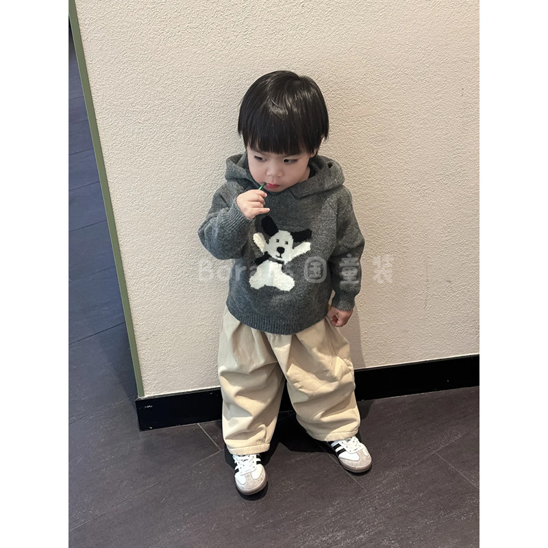 男童毛衣儿童春秋装2025新款洋气连帽打底衫女宝宝加厚保暖针织衫|undefined
