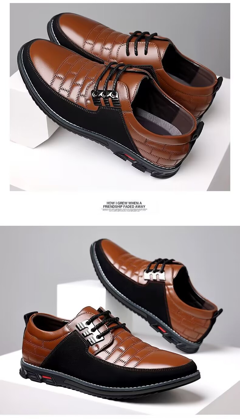 Men's round head men's casual shoes front lace-up casual shoes flat casual men's shoes_vogvips.com