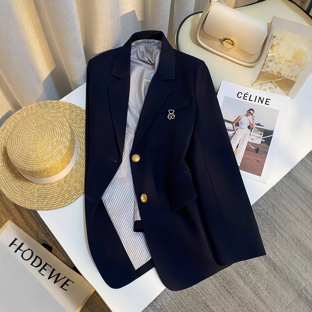 2025 Autumn/Winter New Royal Blue Elegant Blazer for Women, Korean Style Fashionable Commuting Casual Versatile Top Suit