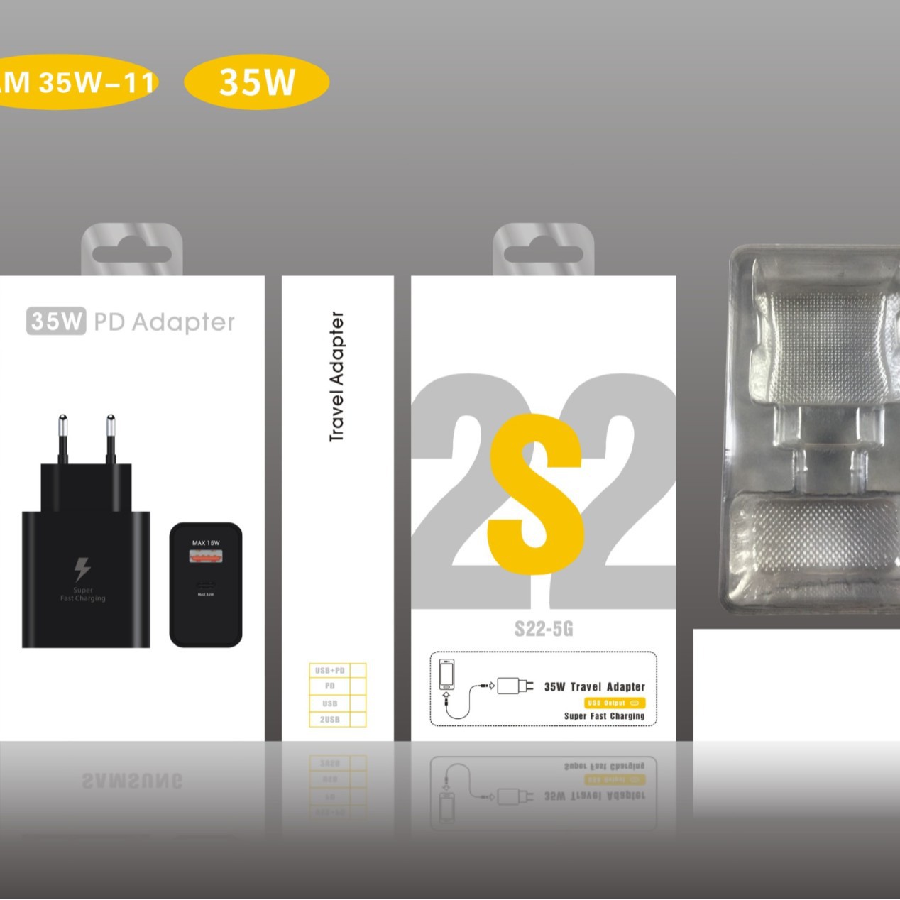 适用于三星35W超级快充头数据线套装欧美英包装盒-工厂直销