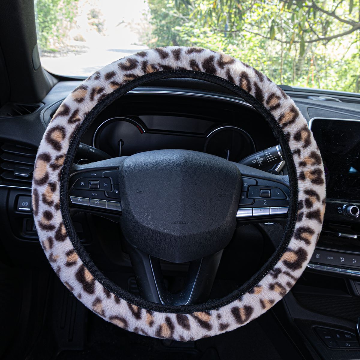 Car Plush Leopard Print Handle Cover Cross-Border Dropshipping
