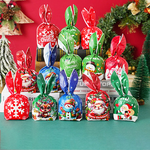 in stock Cross-border Amazon Christmas Candy Bag Apple Ping An Fruit Packaging Bag Biscuits Rabbit Ears Gift Bag