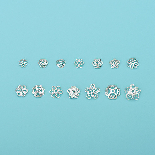 S925 sterling silver flower tray spacer crystal bracelet handmade beads diy material Thai silver accessories jewelry gold-plated spacer beads