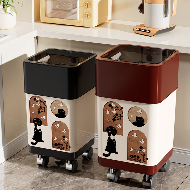 Vintage-Style Trash Can for Kitchen, Bedroom, Living Room, Large Capacity with Lid, Press-Type Trash Bin for Home Use, High-Quality Trash Paper Basket