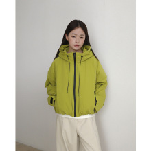 EVERTRUE 白鸭绒羽绒夹克女秋冬三防长袖宽松连帽开衫外套53655