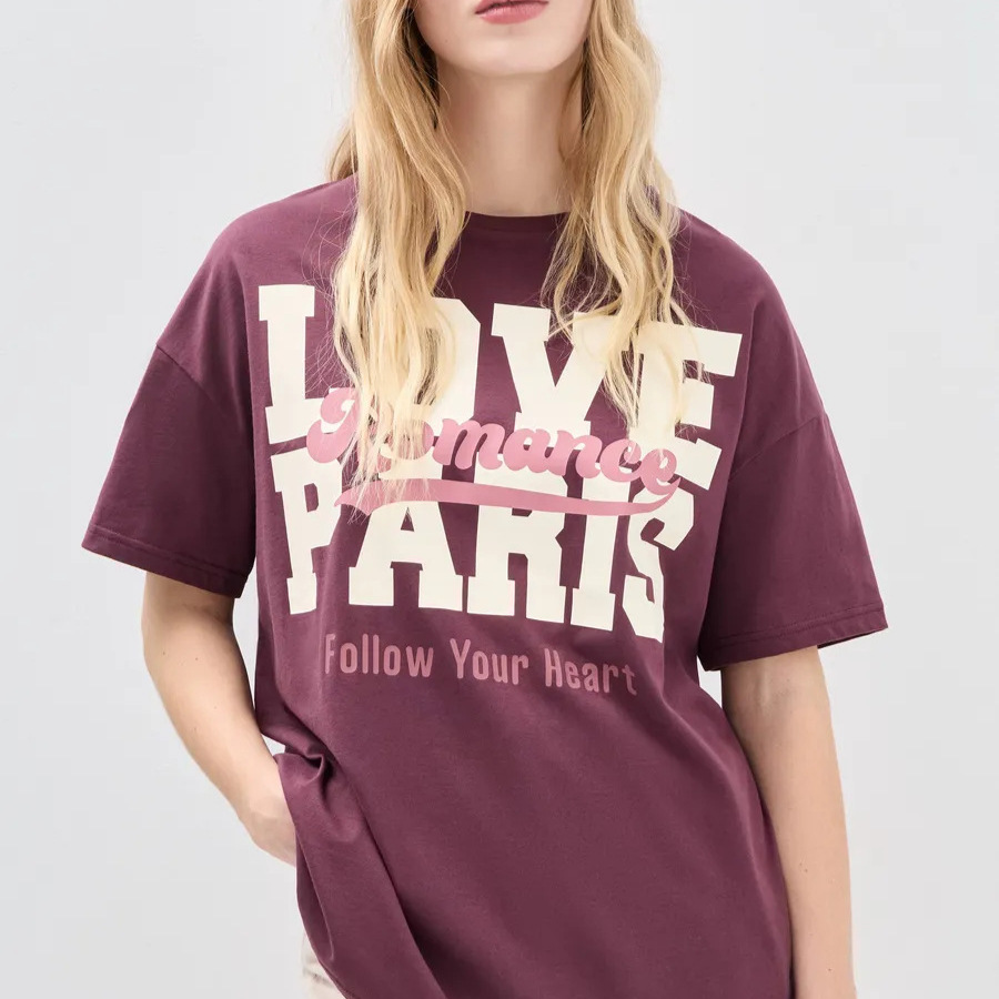 100% Pure Cotton Short-Sleeved T-Shirt, American Style, Versatile, Trendy, Retro, Niche, Artistic Print, Chic Top
