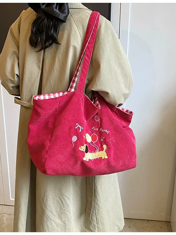 Cute capacious demi-season one-shoulder bag, shoulder bag, with embroidery