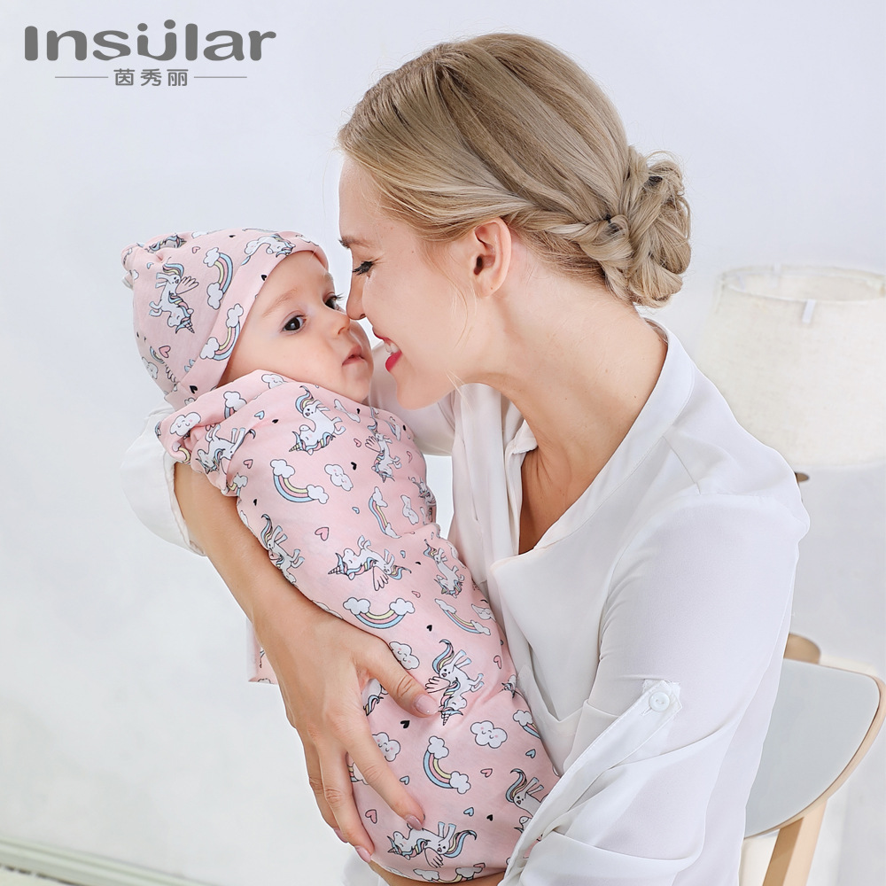 Class a Baby Knitted Cotton Swaddle Blanket, Baby Hat Set, Newborn Wrap Blanket, Quilt, Free Shipping