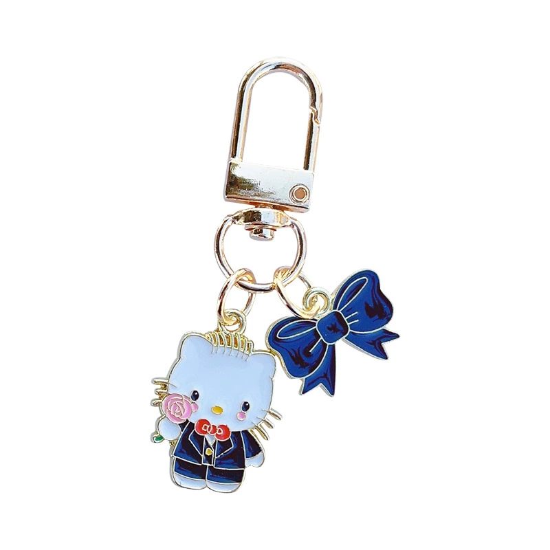 Брелок Hello Kitty свадебная пара эмалированный металл, подвески невеста и жених, 8×6 см