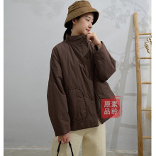 日系砂洗长绒棉宽松棉衣棉服女冬立领显瘦休闲加厚夹棉外套S1574