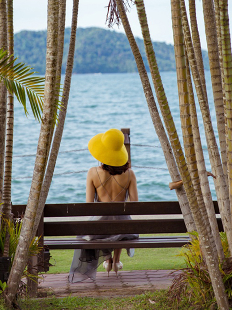 Women's Elegant Streetwear Stripe Wide Eaves Sun Hat Straw Hat display picture 11