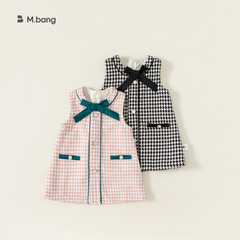 babycity Spring and Autumn Little Fragrance Girls Bow Tie Tank Top Children's Dress Children's QQ22078