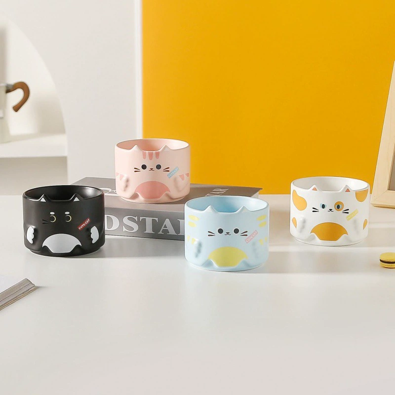 Стеклянная/стакан-купол? Stackable Cat Cartoon Mug Tower, 301–400 ml Cute Birthday Gift, 4 Colors