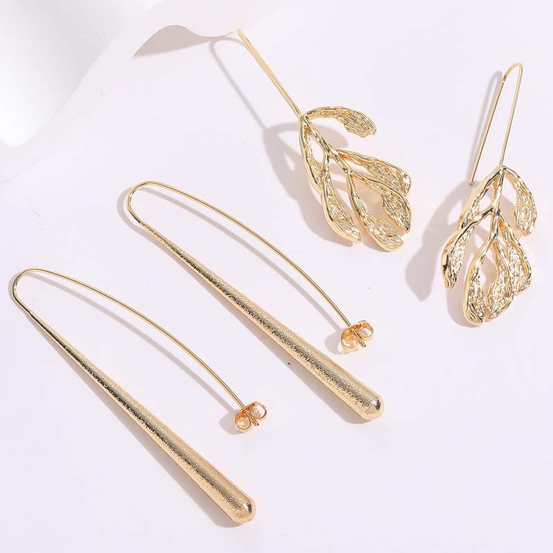 Fashion Leaves Water Droplets Copper Earrings 1 Pair