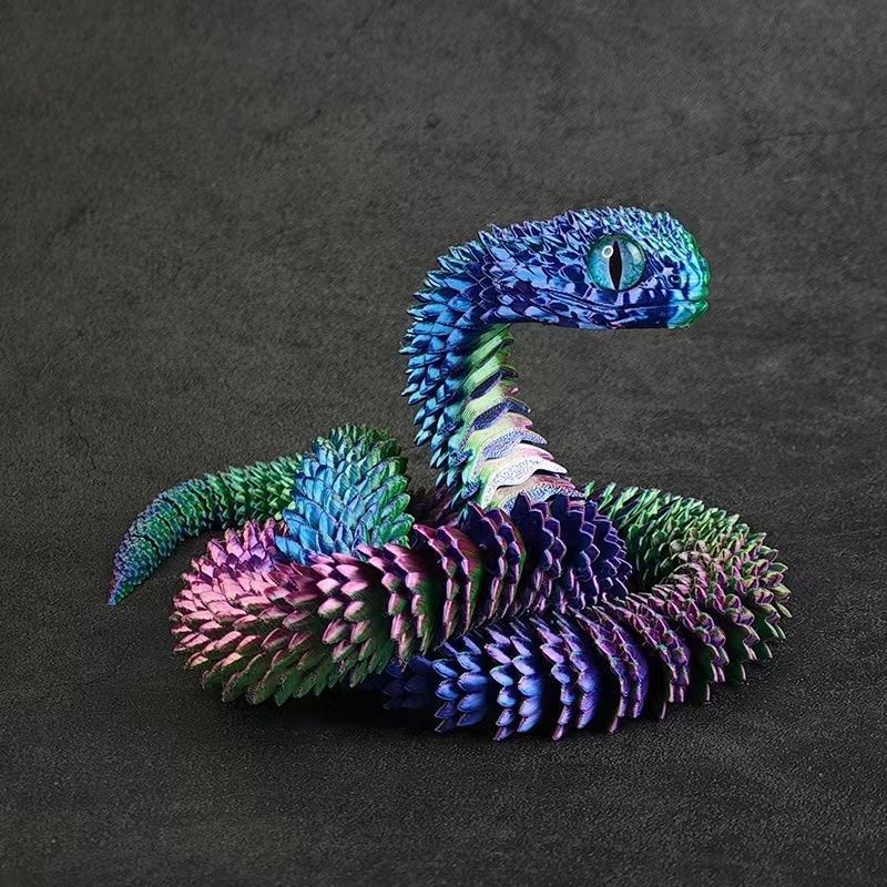 国境を越えた 3D プリントおもちゃのヘビセットモデルバイパー手作り装飾品可動関節シミュレーション動物卸売|undefined