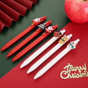 Christmas Series Cartoon Doll Gel Pen Santa Claus Reindeer Snowman Creative Student Stationery Gift Pen Wholesale