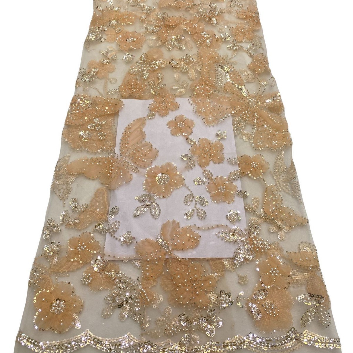 Fabricante de flores de mariposa de moda tridimensional tela de bordado vestido de boda larga tela de verano tela de bordado image 5