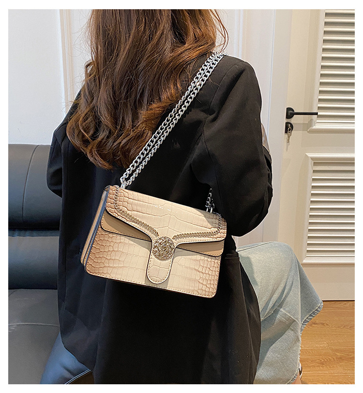 Bags crocodile pattern small square bag ladies shoulder crossbody chain bag_voghion.com