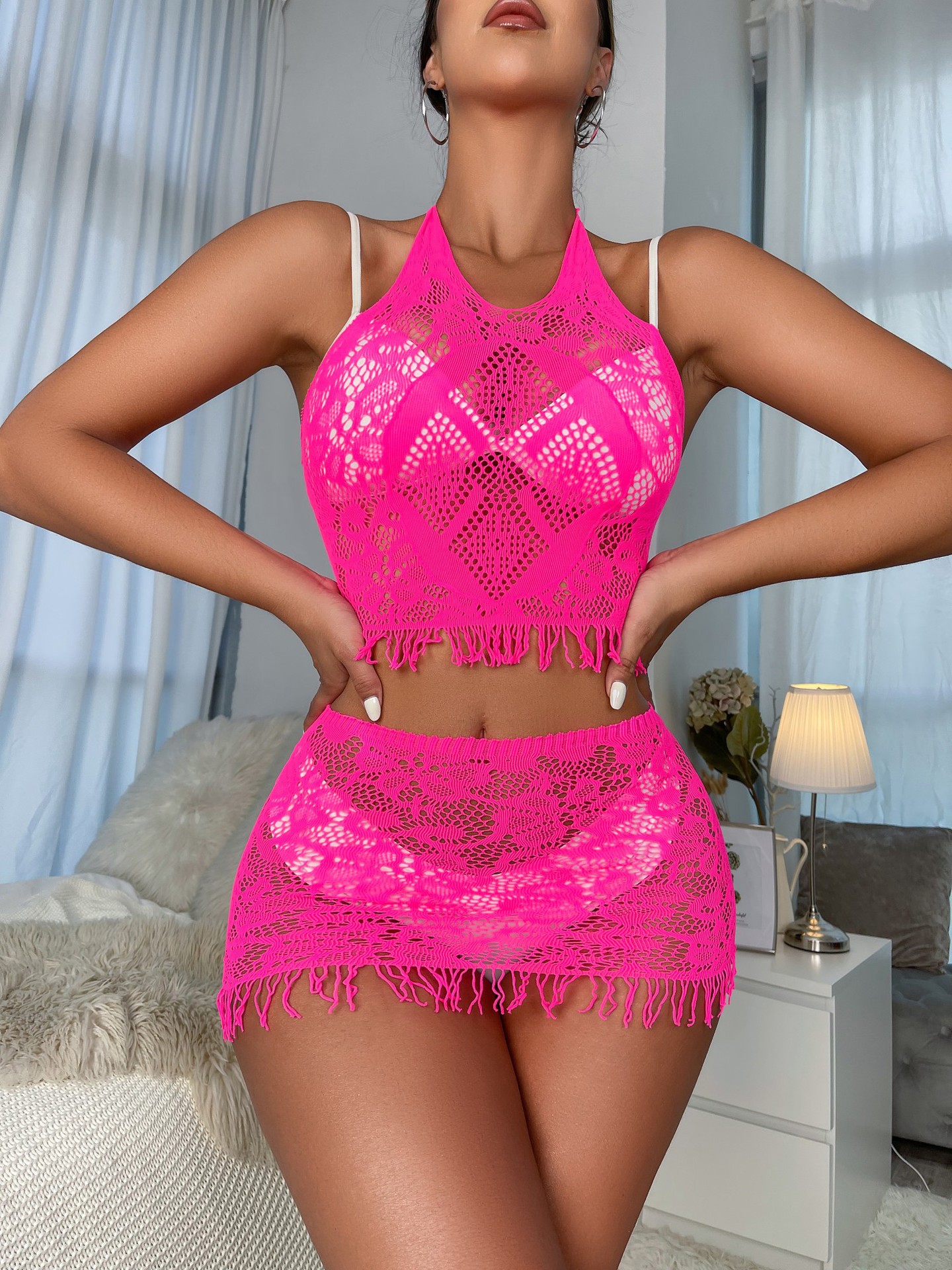 Lingerie erotica da donna, abbigliamento a rete larga_voghion.com