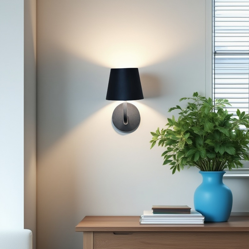 Lámpara de Pared Recargable sin Cableado, Hierro, ABS, Control Remoto, IP44 Impermeable, para Sala de Estar