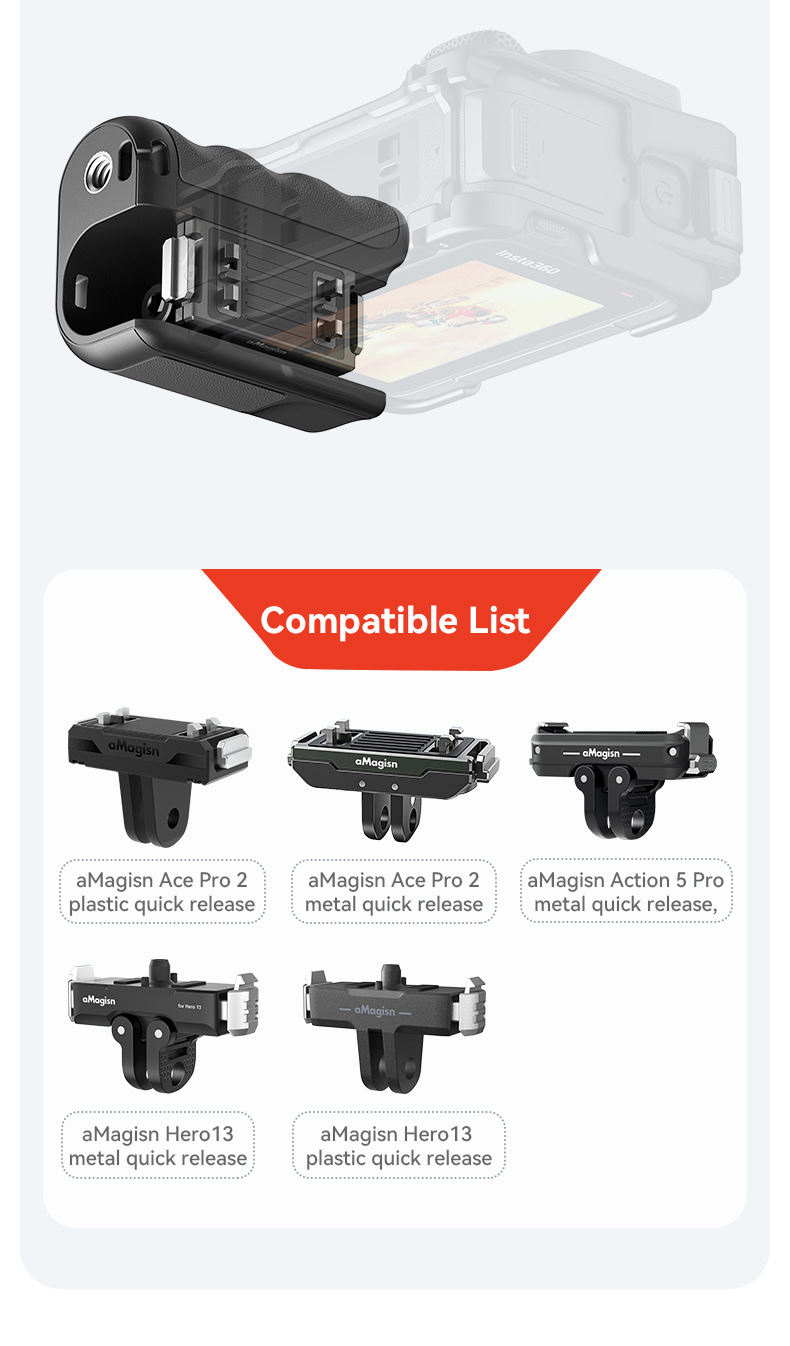 aMagisn Handle Grip Xplorer Kit For Insta360 AcePro2/DJI Action