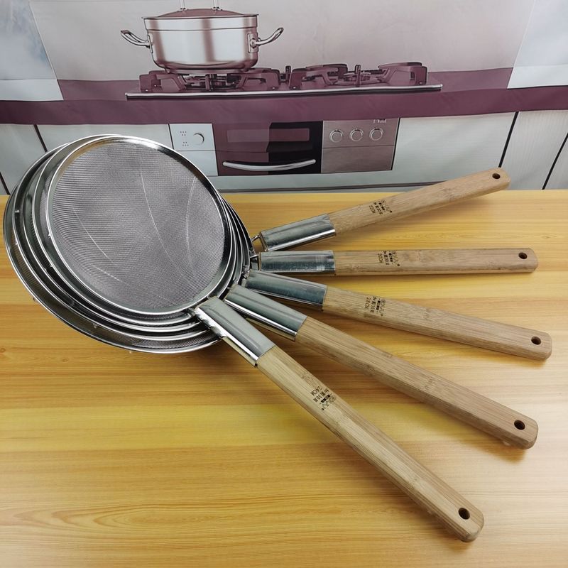 木製ハンドル揚げセンチ 12 メッシュ大型漏れライン漏れ揚げセンチフィルター麺残留物釣りザル鋼線メッシュセンチファインメッシュ|undefined