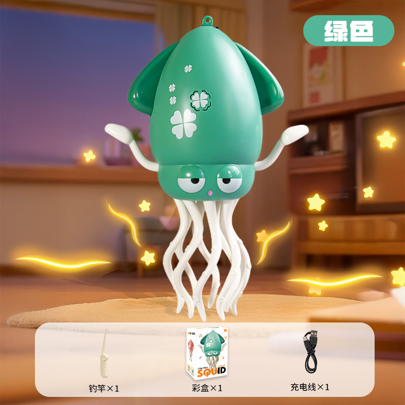Magic Dancing Octopus [Портативная версия Mint Green] - автоматическое предотвращение препятствий + волшебное скручивание + динамический звук и свет + имитация рыбалки + зарядка через USB / Английская цветная коробка
