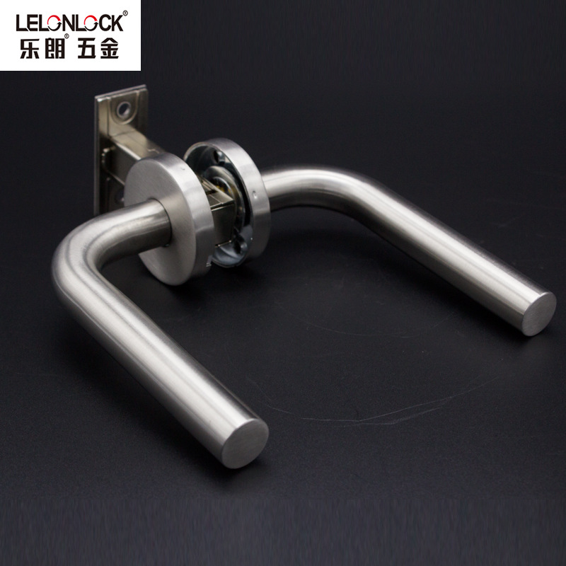 Acero inoxidable transfronterizo americano cerradura de mano de baño con palanca de freno cerradura de puerta de baño sin llave de una sola lengua cerradura de puerta de baño