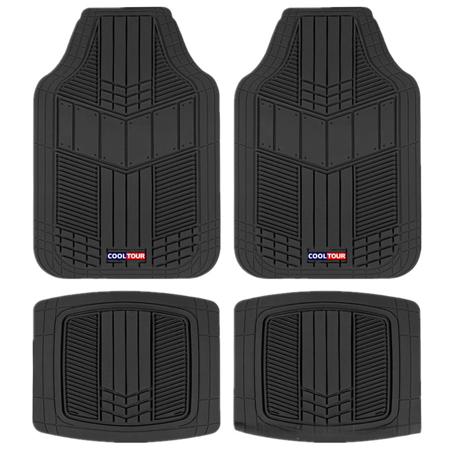 4-Piece Set of All-Weather Pvc Injection-Molded Rubber Car Floor Mats, Non-Slip and Waterproof