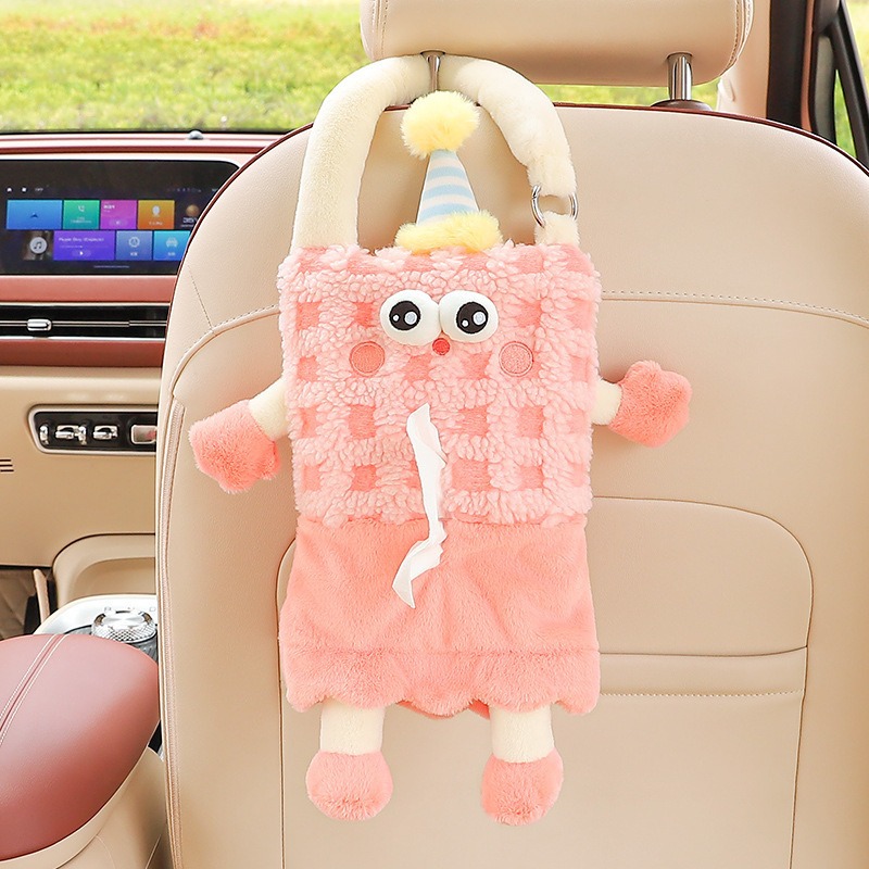 Hanging Bag Funny Car – Che Zai Zhi Jin He Gua Shi Car tissue box/set - by-handbag-style-pink-plaid-hat-tissue-box