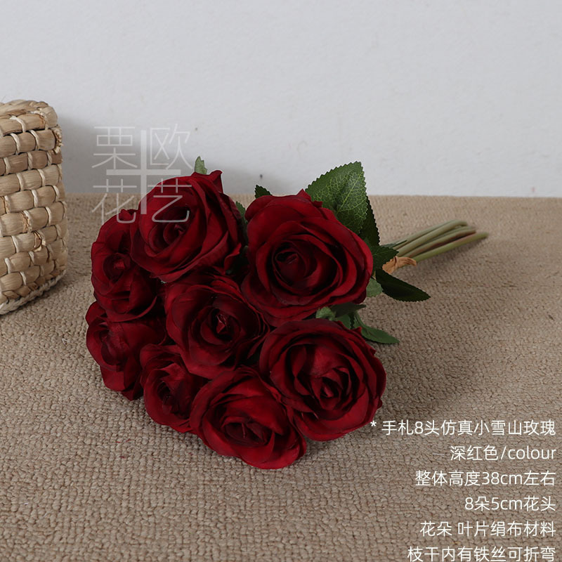 Nuevo rojo carmesí 1 ramo de 8 ramas