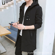 淘宝爆款中长款风衣男连帽秋冬潮流披风韩版修身防风夹克外套男士