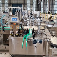 经济型全自动乳液灌装线理瓶灌装旋盖套盖一体化妆品膏体液体两用