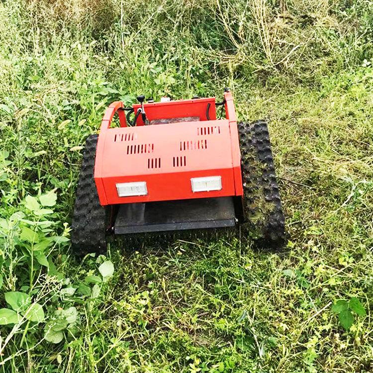 Cortadora de césped autopropulsiva sobre orugas Cortadora de césped con control remoto Equipo de corte automático Cortadora de césped eléctrica sobre orugas