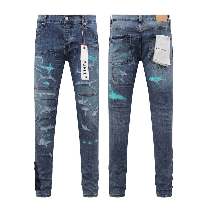 PURPLE BRAND JEANS美潮高街男士休闲破洞设计款修身显瘦牛仔长裤|undefined