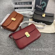 法国跨境爆款Sezane小方包真皮美拉德单肩豆腐包bags金属锁扣包